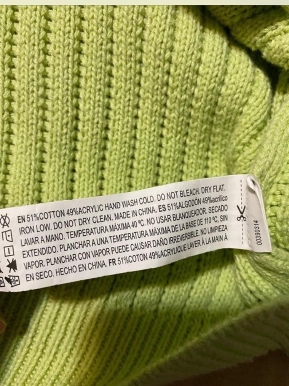 Forever 21 Lime Green Ribbed Crew Neck Sweater Sz L
